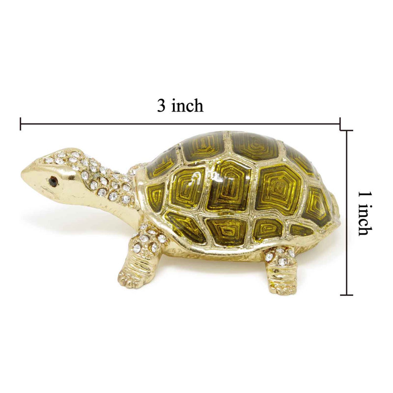 Boîte à bijoux verte 3 "L x 1" H Tortue