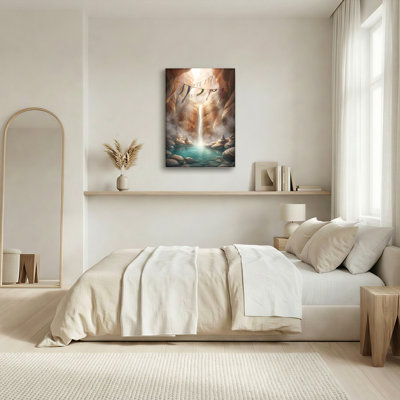 Ensemble de 1 tableau sur toile représentant un canyon et une cascade