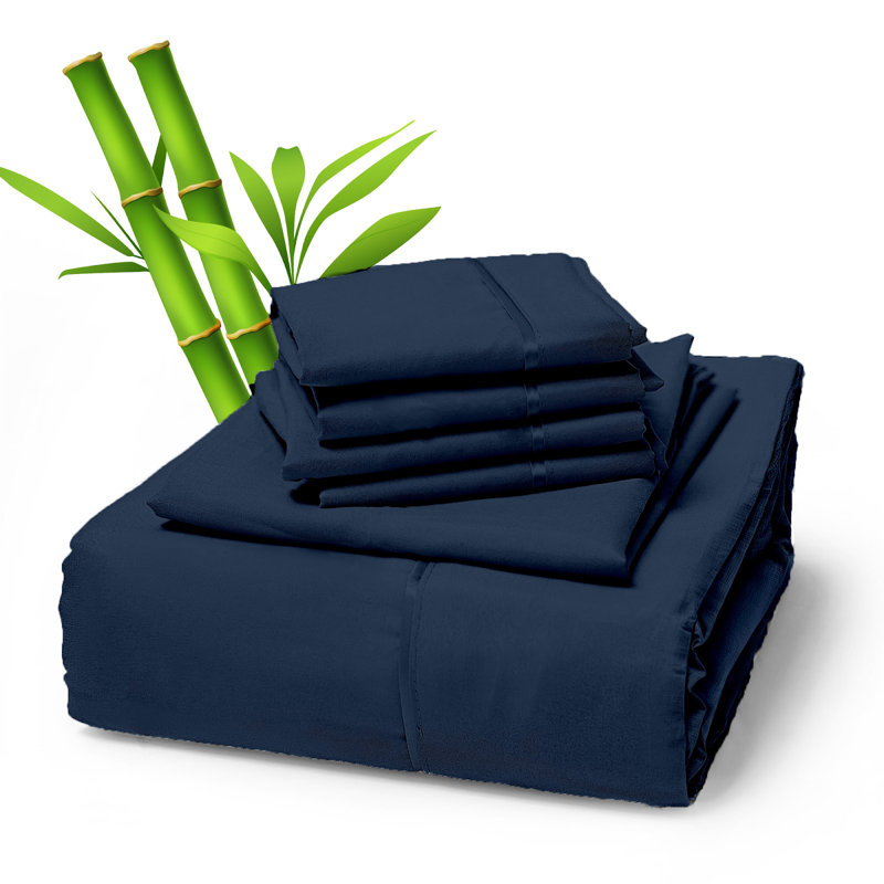 Premium Rayon From Bamboo Blend Sheet Set With Deep Pockets, Cooling and Breathable, Purple