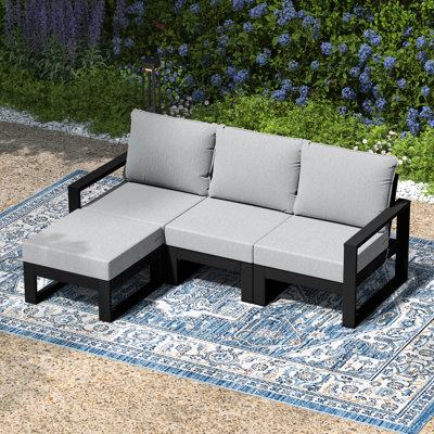 Ensemble de conversation à assise profonde avec repose-pieds 4 pièces pour patio