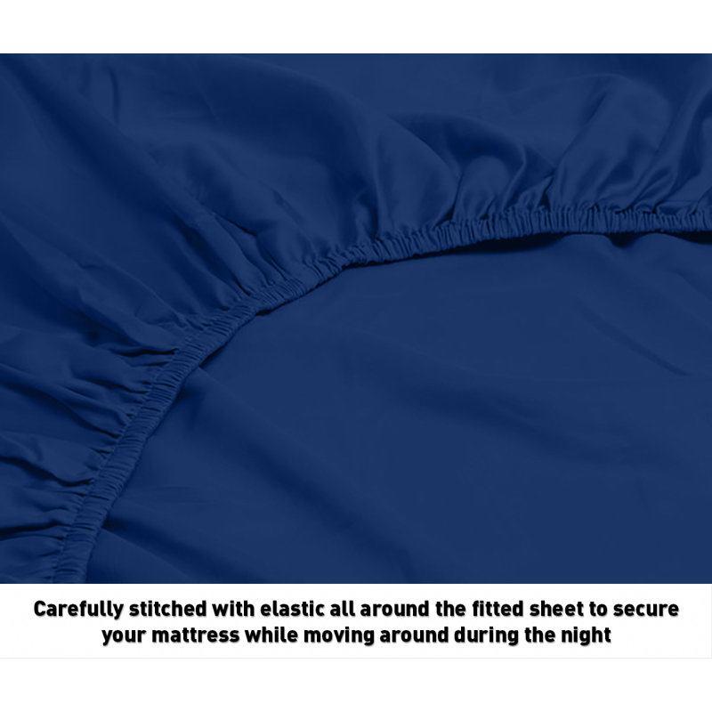 Chamberlain London Microfiber Sheet Set, Navy Blue, Twin Sheet Set with Fitted Sheet and 1 Pillowcase