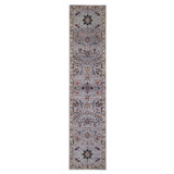 Hand Knotted Wool Area Rug in Purple And Blue