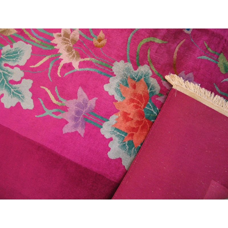 Tapis antique en laine Art déco chinois
