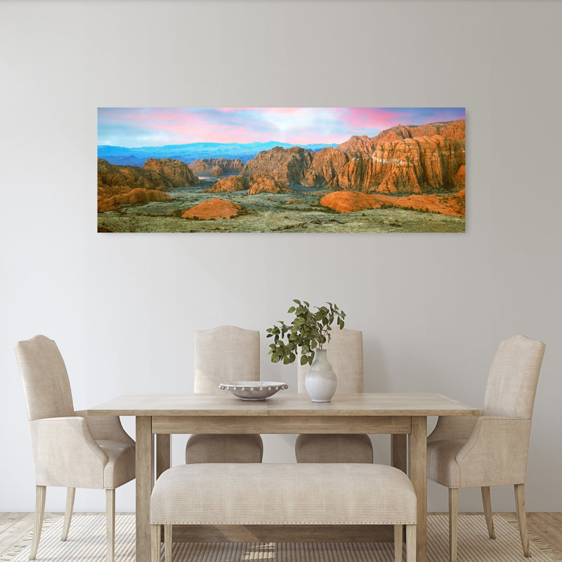 Cliffs In Snow Canyon State Park Washington County Utah USA by Leo L. Larson - Wrapped Canvas Panoramic Print