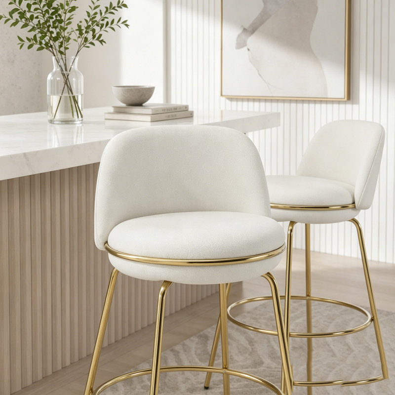 Tabouret de bar intérieur en métal, Beige,Gold