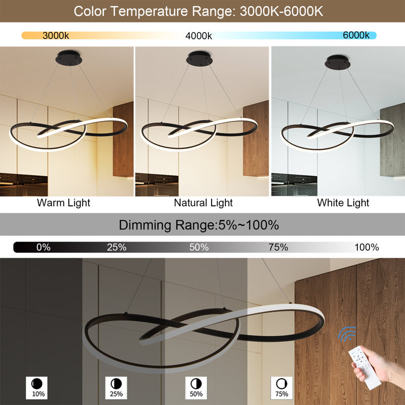 Modern Led Pedant Light Linear Pedant Lighting With Remote Chandelier for Bedroom Living Room