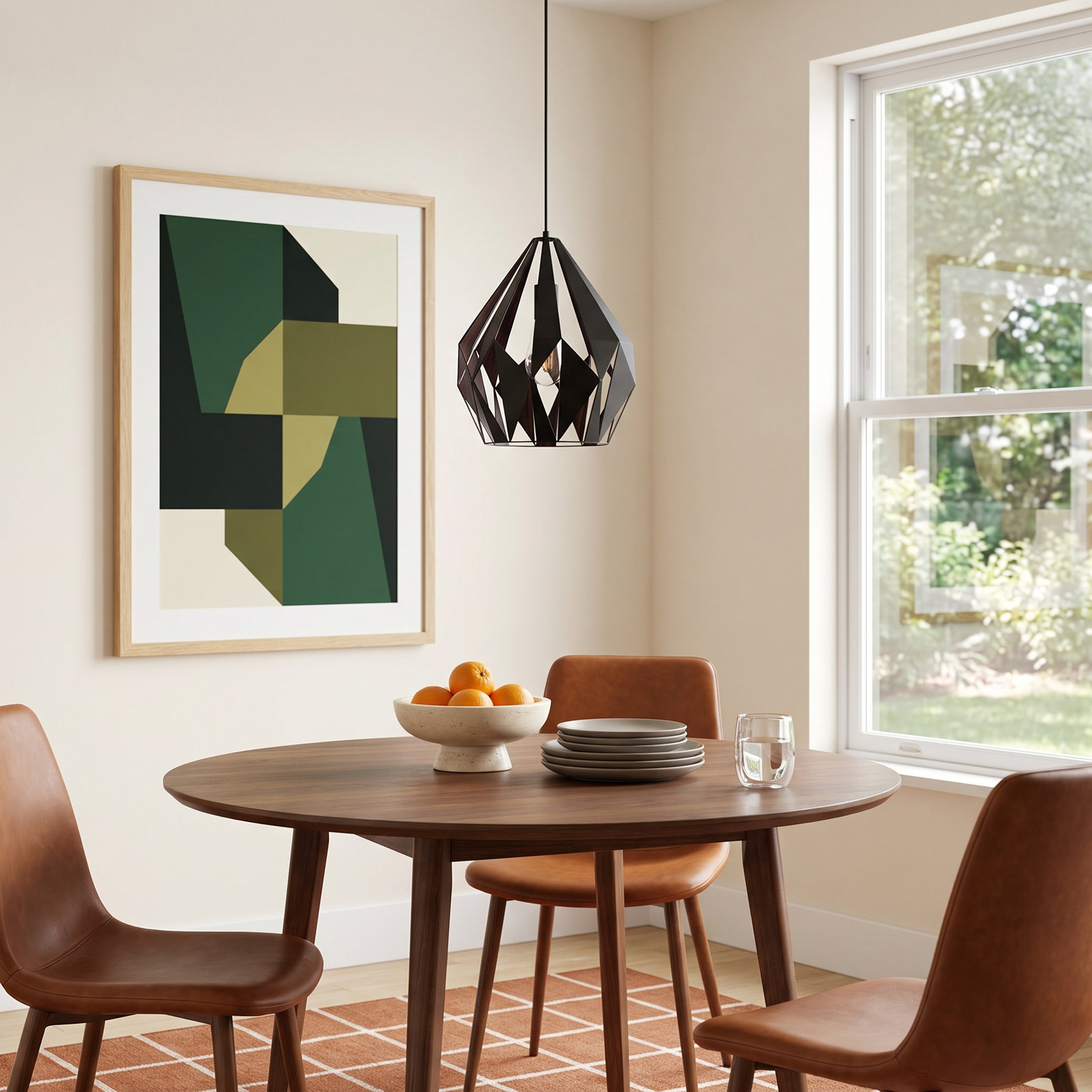 Hendry Single Light Metal Pendant, Black/Gold Leaf, 82.68" H x 7.25" W x 7.25" D
