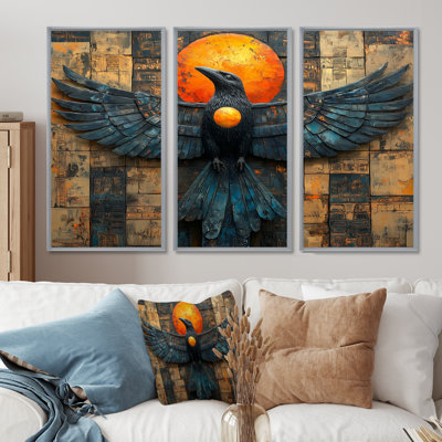 «Black Moon Native Raven II - Native American Art Totem», reproduction d'art