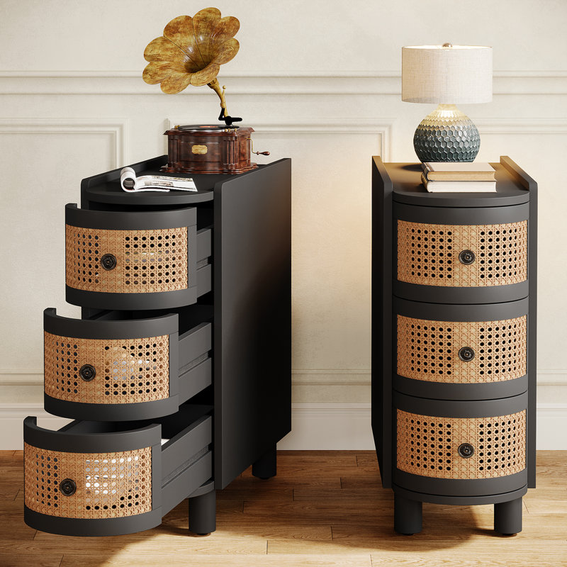 Cierah 2PCS Solid Wood End Table, Black