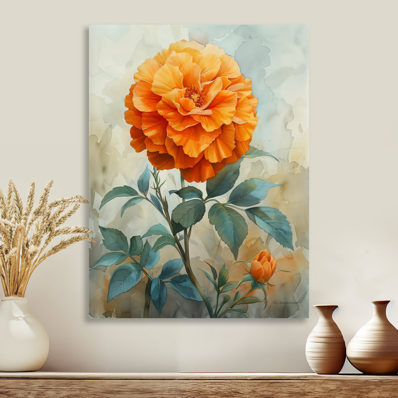 Orange orange, fleur parfumée, souci I - impression murale souci, Sans cadre, métal, H 12 po x l 20 po
