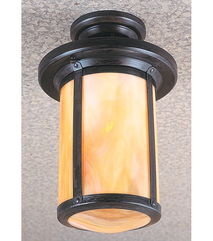Arinze Glass Semi Flush Mount, Bronze, Gold White Iridescent