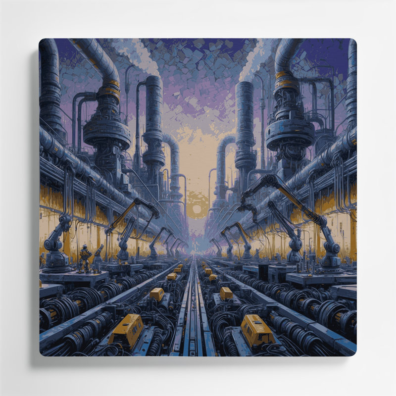 Art mural gris Sci Fi Robot maintenance Quarters, H 12 po x l 12 po