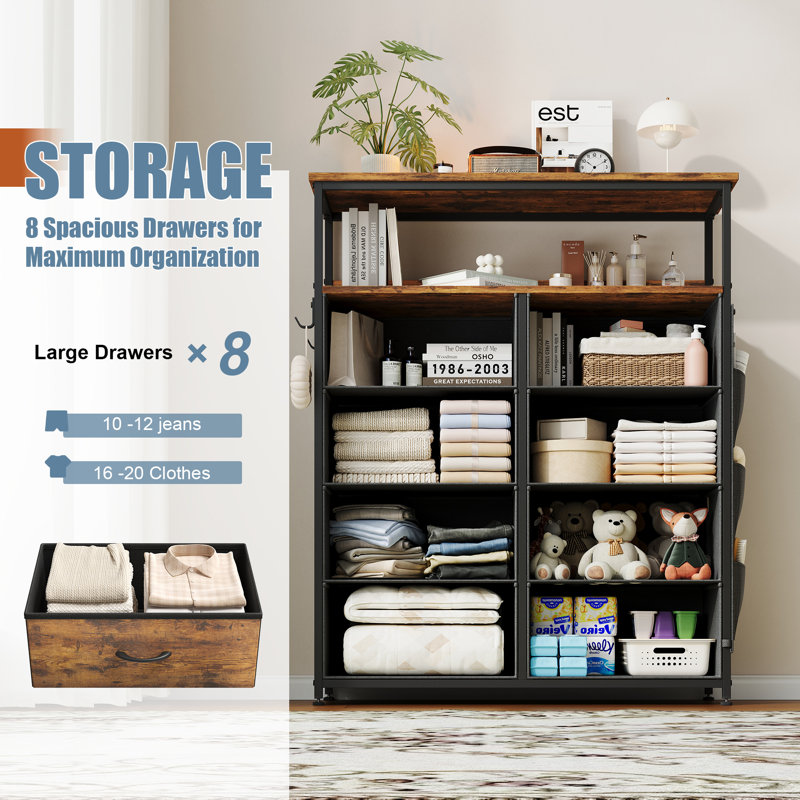 80cm W 8 - Drawer Chest of Drawers, Brown
