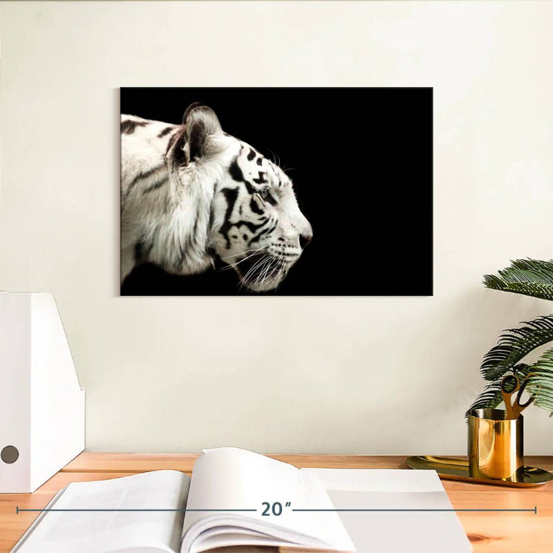 Tigre blanc curieux Brampt, H 8 po x l 12 po