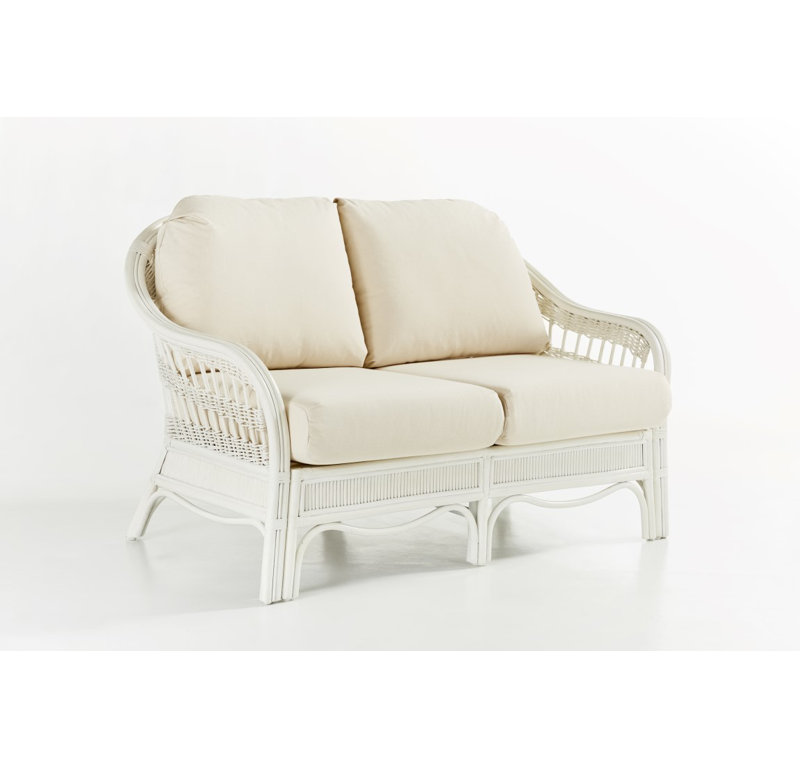 Wittig Upholstered 52'' Loveseat, Dening Greige Natural Solid, Whitewash