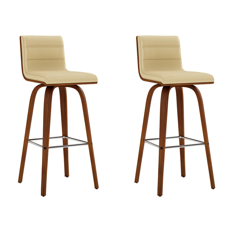 Tabouret de bar pivotant à hauteur de comptoir ou à hauteur Vienna Vienna, Crème / noyer, 2