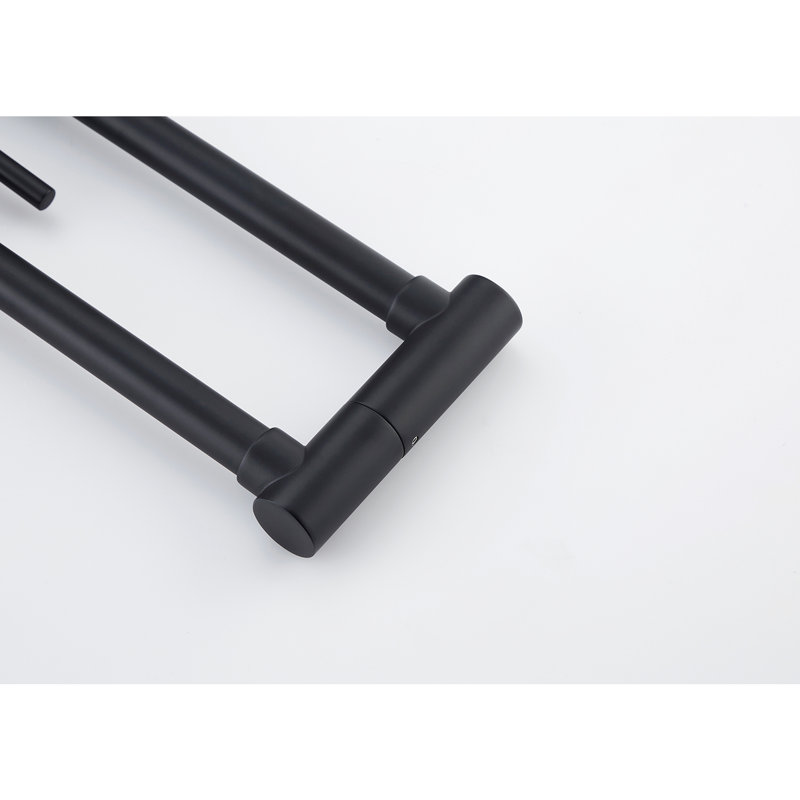 Pot Filler Faucet In Matte Black - Brass Made, 360 Rotation And Foldability, Double Handles For Even Water Supply, Surface Processing To Corrosion Oxidation Resistance Treatment