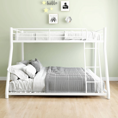 Lit superposé en métal simple au-dessus d'un lit double avec escalier amovible, structure robuste robuste avec rangement sous le lit de 12 po pour les adolescents et les adultes, les adolescents