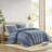 3 Pieces Full/Queen Striped Cotton Comforter Set,Blue