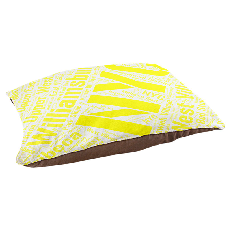 Coussin de chien « districts », Très grand (H 17 po x l 50 po x P 40 po), Jaune, New York