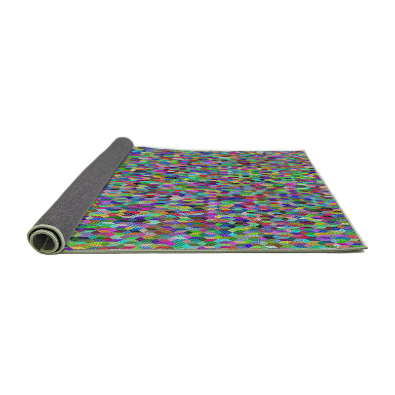 Tapis abstrait rouge / vert / bleu, Rond 7 pi