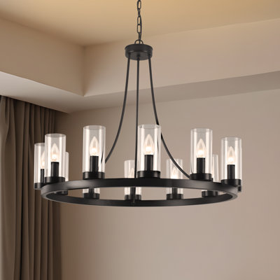 Barfleur 12-light Rustic Large Wagon Wheel Chandelier