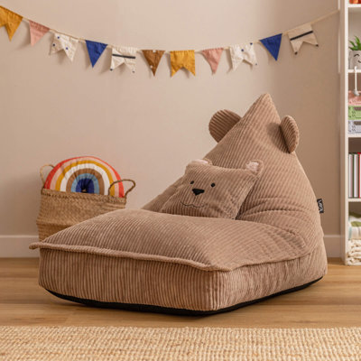 Bean Bag Bazaar Kids Bertie Bear Corudroy Lounger Bean Bag