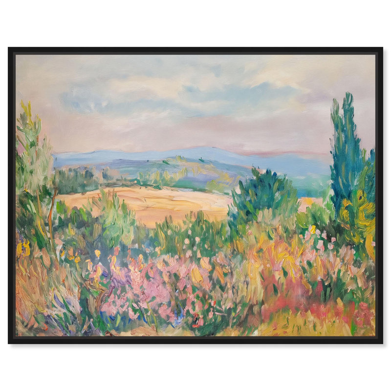 «Cezanne Saw Colorful Florals Canvas Vintage Landscape» par Art Remedy, Cadre flottant noir, H 25 po x l 21 po