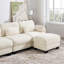 Canapé d'angle à compression, canapé modulaire en chenille beige, intérieur moderne avec 2 poufs