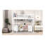 Lit mezzanine double avec bureau et station de charge - Grand lit simple blanc en bois massif avec tiroirs, armoires et tablettes de rangement pour chambre d'enfant