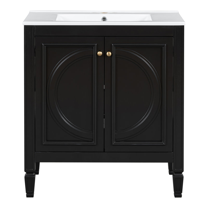 30'' Single Bathroom Vanity With Ceramic Top, Black