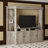 Gray Wash 100 In. Entertainment Center With Solid Wood Top, Corner Shelves, And 8 Storage Cabinets