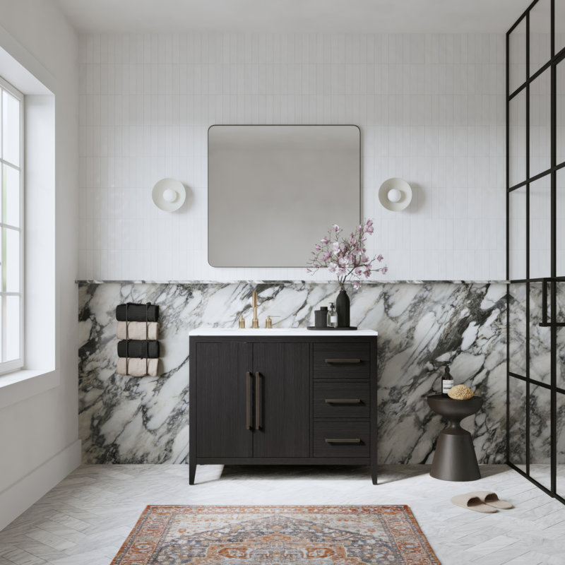 Alsup 42'' W Single Vanity, Dark Weathered Oak