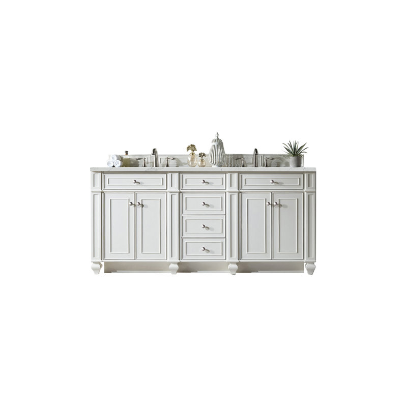 Bristol 72'' W Double Bathroom Vanity Base, Bright White