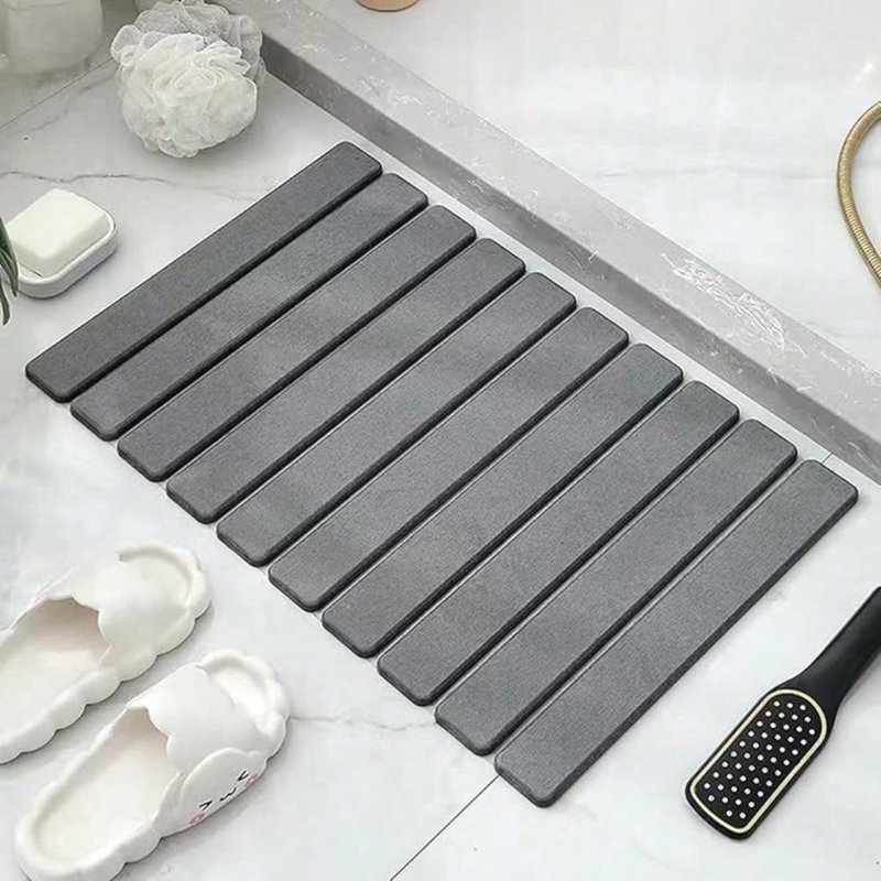 Tapis de salle de bain antidérapant pliable en terre de diatomées, tapis de salle de bain très absorbant, facile à nettoyer et à installer