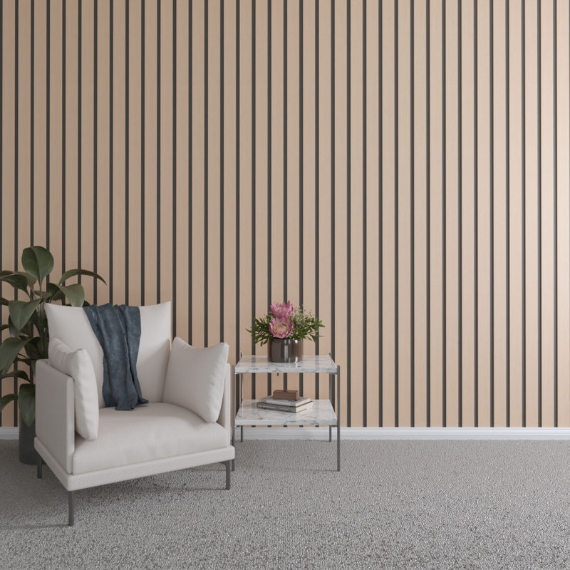 Adjustable Wood Slat Wall Panel Kit, 1"W x 47"H x 0.25"T, Alder
