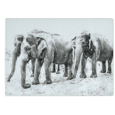 Glass Elephants in Sri Lanka Chopping Board
