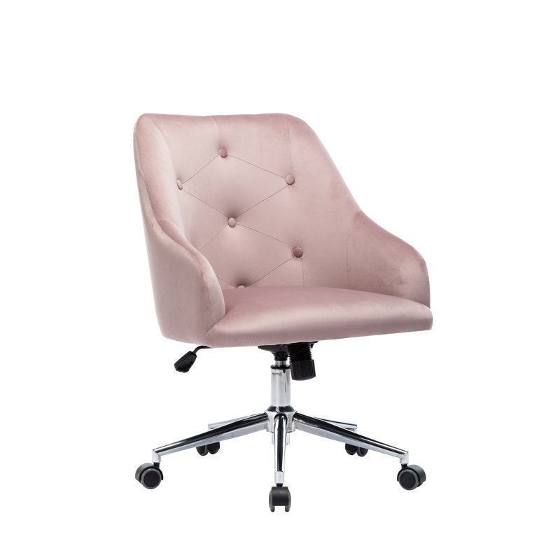 Chaise de travail en velours Lusero, Rose