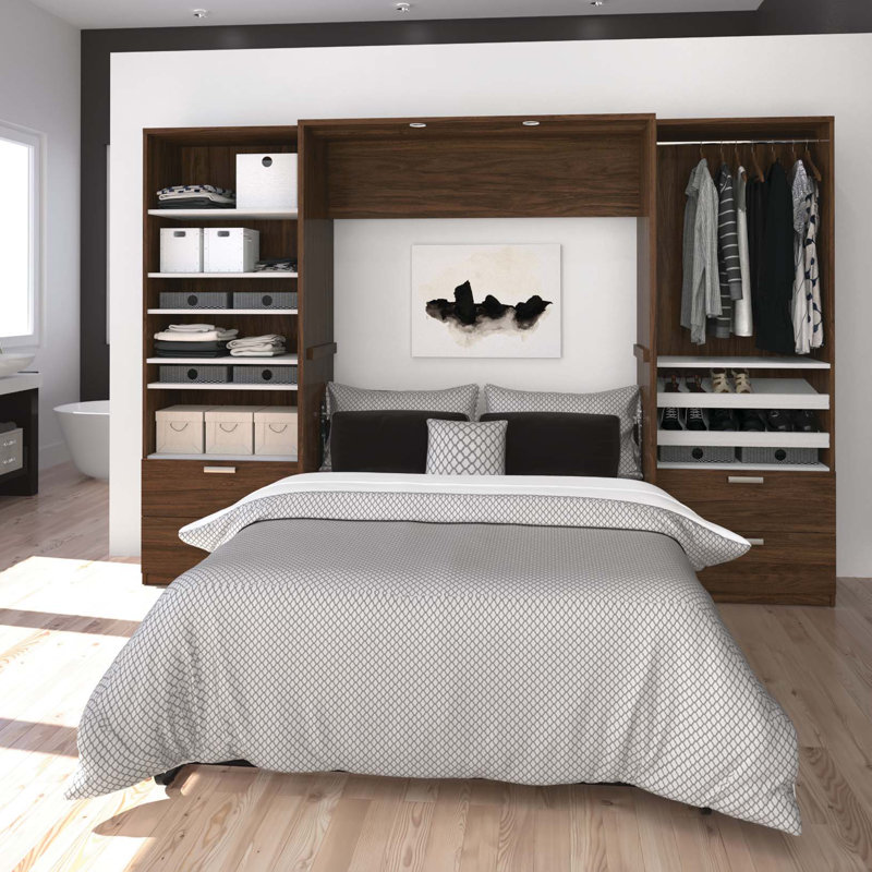 Osterman Murphy Bed, Full, Rustic Brown/White