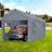 Galvanized Steel Frame Carport 10X20, 2 Doors, 4 Vent Windows, Grey Canopy For Outdoor Vehicle Storage Structure Steel, Shelter-121553289