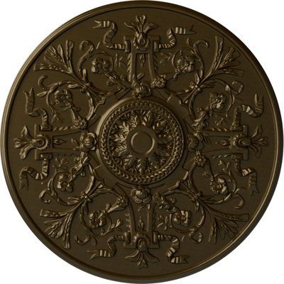 Endurathane Versailles Ceiling Medallion, 33"OD x 1 3/4"P (Fits Canopies up to 3 1/4"), Hand-Painted Brass Finish