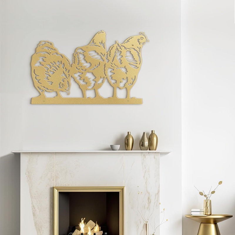 Wall Decor Metal, 9" H x 18" W x 0.05" D, Gold