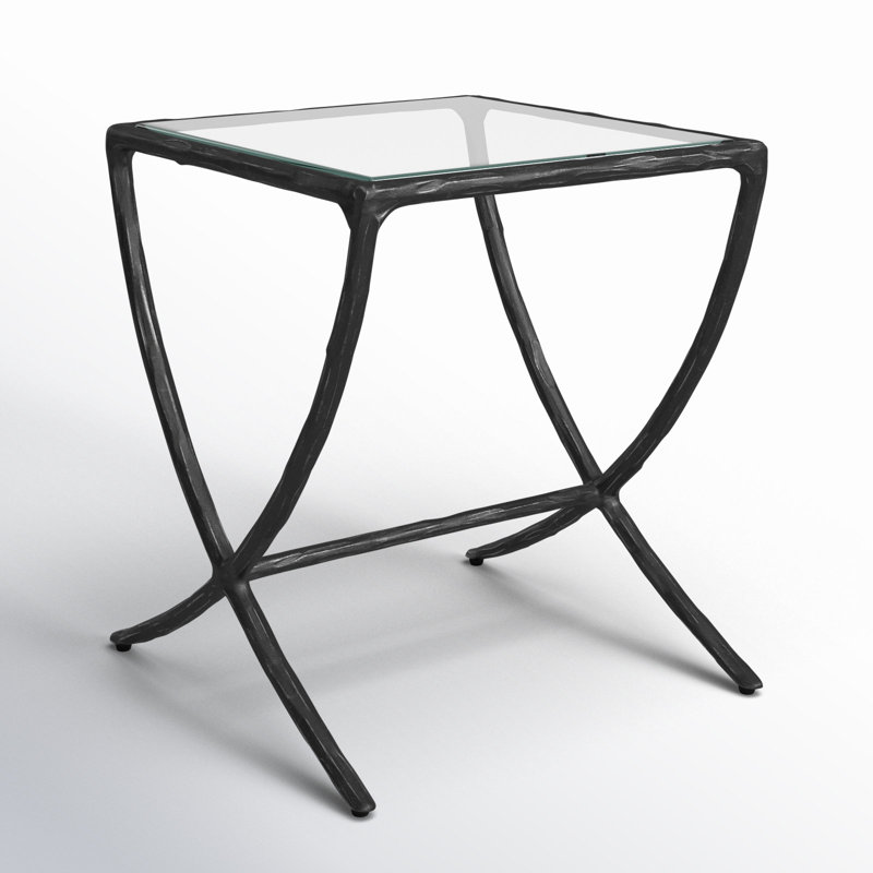 Evelynn Glass Top End Table, Black