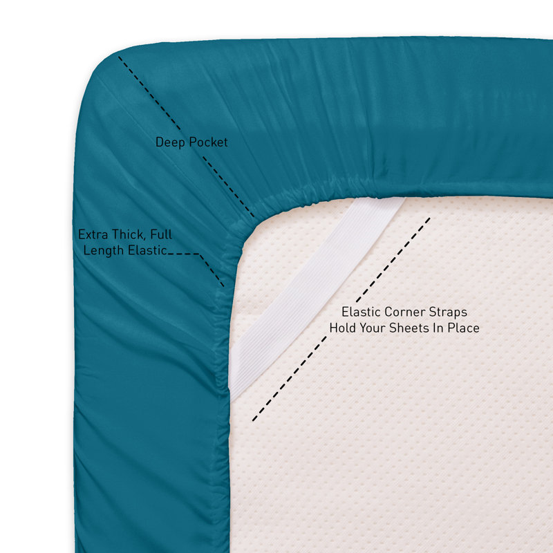 Luxurious Classic Soft Solid 1800 Series Microfiber Sheet Set, Various Colors and Sizes, Teal, Queen