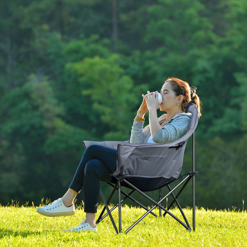 Chaise de camping pliante avec coussin, Noir