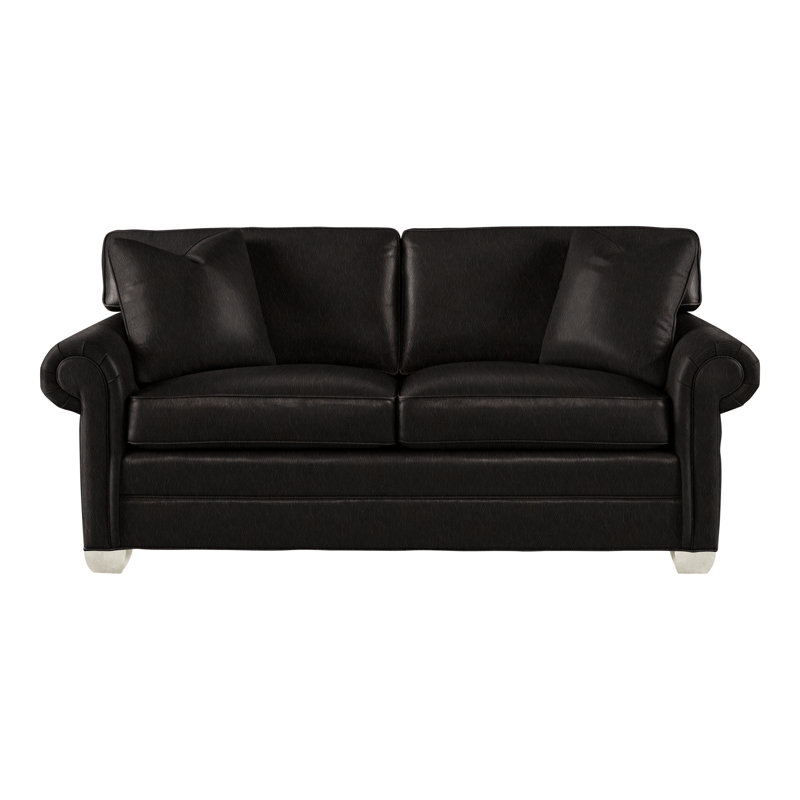 Canapé 77 po Main, Wrenn, Cuir véritable encre Ziggy