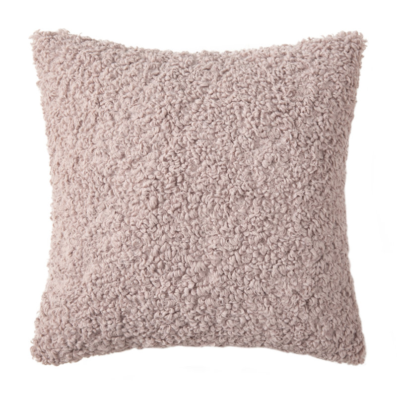 Fausse fourrure de mouton, Rose, H 16 po x l 16 po, Pillow Cover Only - No Insert