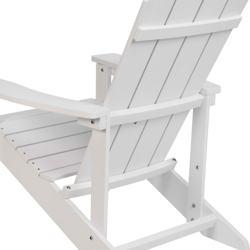 Chaises Adirondack d'extérieur en résine de polyester toutes saisons Balasi, Blanc