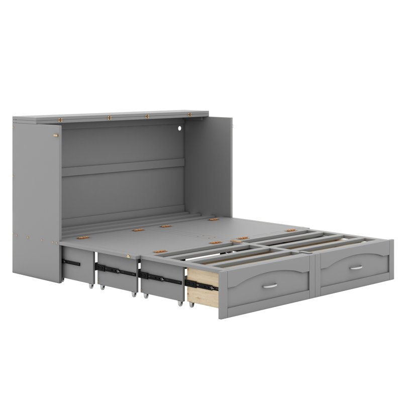 Lit escamotable Murphy avec tiroir et ensemble de prises et ports USB, structure de poulie