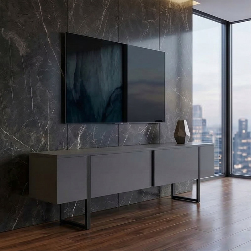 Buffet et meuble télé Elara, Anthracite / noir